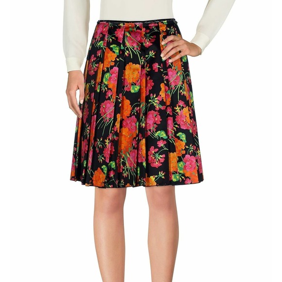 F0 NWT GUCCI Floral Acid Bloom Printed Silk Pleated Skirt Size 38 $2590